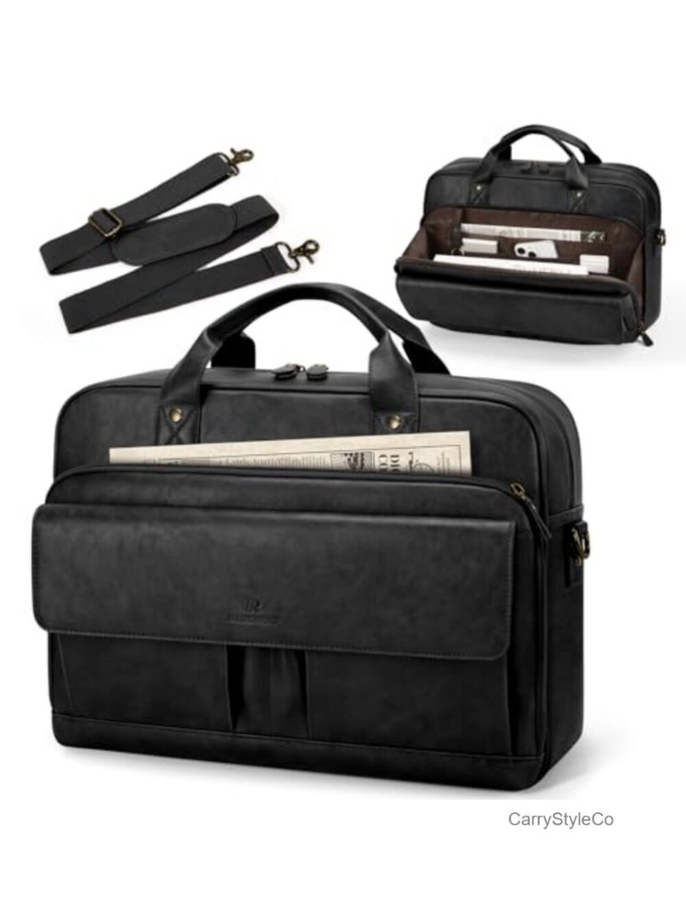 Men's 15.6 Inch Leather Laptop Briefcase Messenger Bag Vintage Work Bag